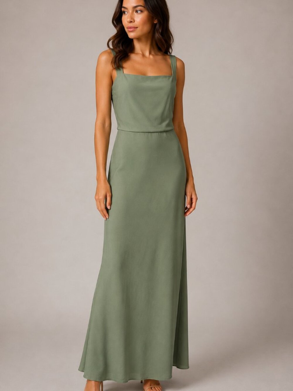 Lulus Sage Green Square Neck Maxi Dress 3X NWT Formal Bridesmaid Gown